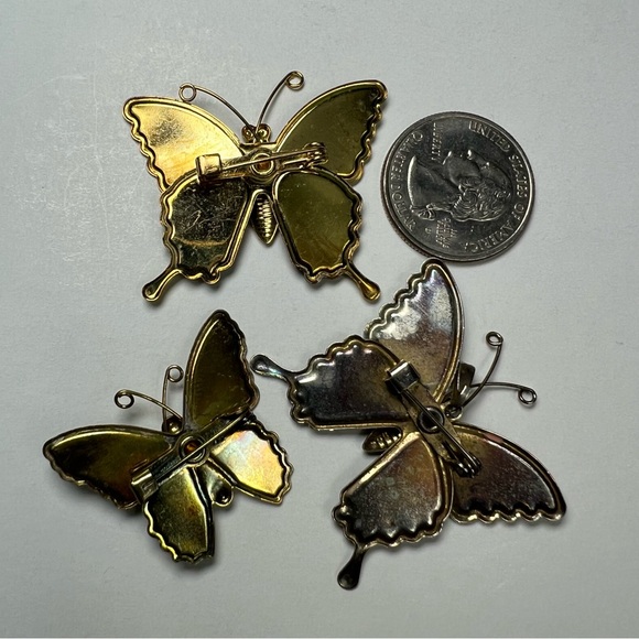 Enamel vintage butterfly brooch pin set - Picture 4 of 4